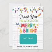 Invitation Teacher Gift Card Holder Merry & Bright Christmas (Devant)