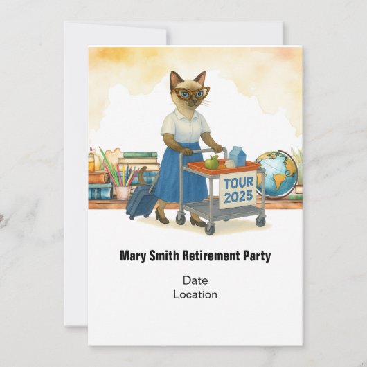Invitation Teacher  retirement 2025 for cat lovers (Devant)