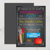 Invitation Teacher Retirement Chalkboard (Devant / Derrière)