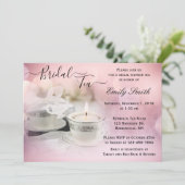 Invitation Teacup blanc et argent sur thé à Fête des mariées (Debout devant)