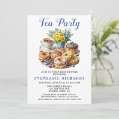 Invitation Teacup Donut Floral Tea Party Baby shower (Debout devant)