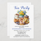 Invitation Teacup Donut Floral Tea Party Baby shower (Devant / Derrière)