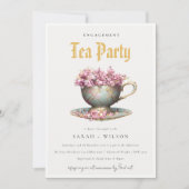 Invitation Teacup Floral Rose or Fiançailles Tea Party (Devant)