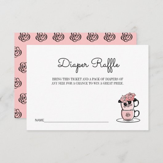 Invitation Teacup & Flowers Baby shower Déchets Raffle Ticket (Devant / Derrière)