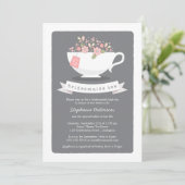 Invitation Teacup Sweet Pink Floral Bridesmaies Tea Party (Debout devant)