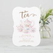 Invitation Teacup vintage Floral Tea (Debout devant)