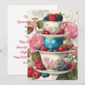 Invitation Teacup Whimsy | Berry Delight (Devant / Derrière)