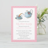 Invitation Teacups Baby shower Tea Party (Debout devant)