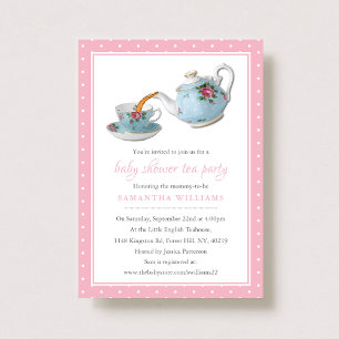 Invitation Teacups Baby shower Tea Party