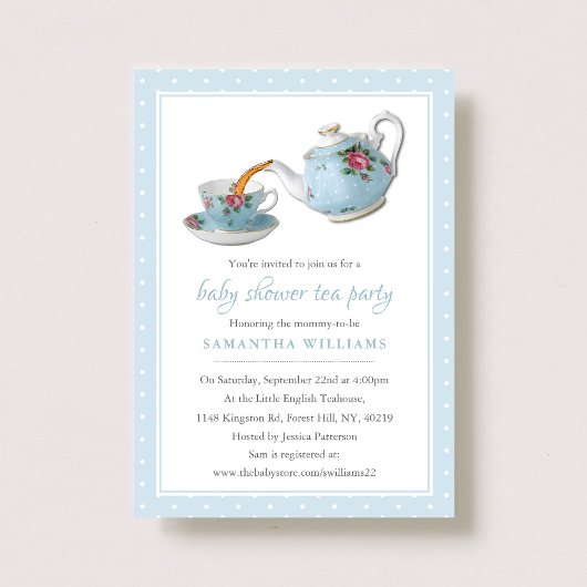 Invitation Teacups Baby shower Tea Party