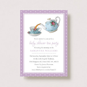 Invitation Teacups Baby shower Tea Party
