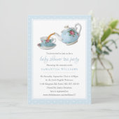 Invitation Teacups Baby shower Tea Party (Debout devant)