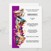 Invitation Teacups fête de thé masques de carnaval mascarade (Devant / Derrière)