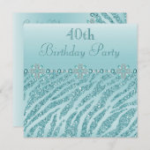Invitation Teal a imprimé des bijoux et anniversaire de (Devant / Derrière)