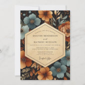 Invitation Teal Amber Floral Autumn Wedding (Devant)