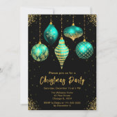 Invitation Teal and Gold Ornaments Christmas Party (Devant)