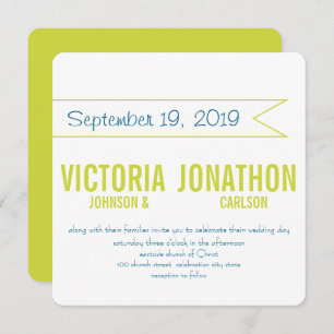 Invitation Teal and Lime Modern Typography Wedding