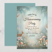 Invitation Teal and Peach Enchanted Forest Housewarming (Devant / Derrière)