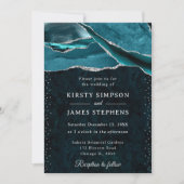 Invitation Teal and Silver Glitter Agate Wedding (Devant)