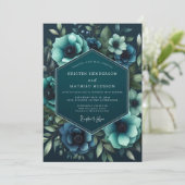 Invitation Teal Anemone Moody Romance Wedding (Debout devant)
