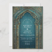 Invitation Teal Archway Islamic Wedding (Devant)