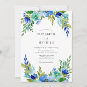 Invitation Teal Azure Harmonious Botanical Wedding (Devant)