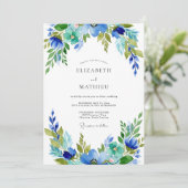Invitation Teal Azure Harmonious Botanical Wedding (Debout devant)