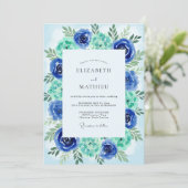 Invitation Teal Azure Painterly Coastal Wedding (Debout devant)