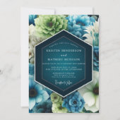 Invitation Teal Bloom Floral Romance Wedding (Devant)