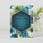 Invitation Teal Bloom Floral Romance Wedding (Debout devant)