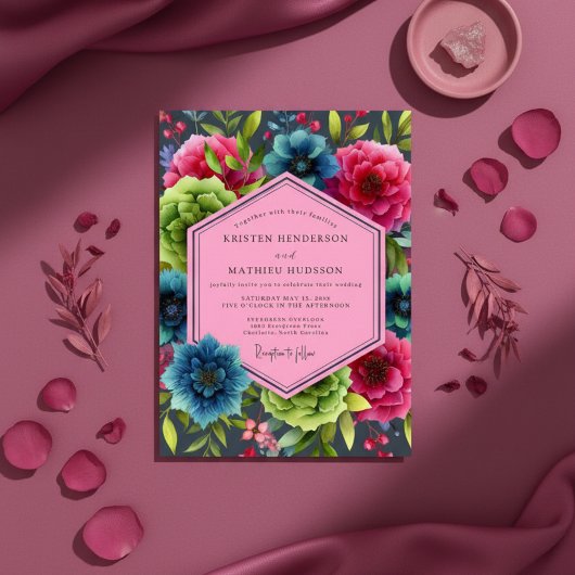 Invitation Teal Bloom Opulent Wedding