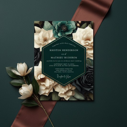 Invitation Teal Bloom Romantic Wedding