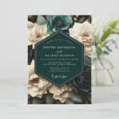 Invitation Teal Bloom Romantic Wedding (Debout devant)