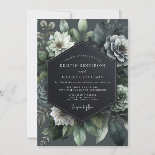 Invitation Teal Bloom Wedding (Devant)