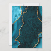 Invitation Teal Blue and Gold Agate Marble Save The Date (Dos)
