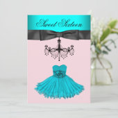 Invitation Teal Blue Chandelier (Debout devant)