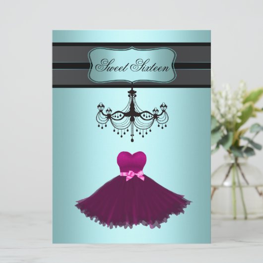 Invitation Teal Blue Chandelier (Debout devant)