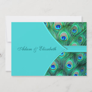 Invitation Teal Blue Peacock Wedding