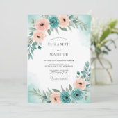 Invitation Teal Blue Serene Spring Wedding (Debout devant)
