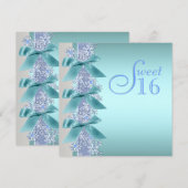Invitation Teal Blue White Snowflake (Devant / Derrière)
