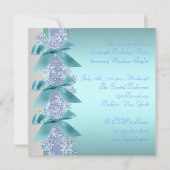 Invitation Teal Blue White Snowflake (Dos)