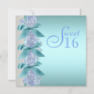 Invitation Teal Blue White Snowflake