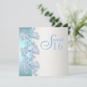 Invitation Teal Blue White Snowflake (Debout devant)