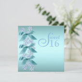 Invitation Teal Blue White Snowflake (Debout devant)