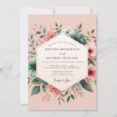 Invitation Teal Blush Aquarelle Wedding (Devant)