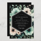 Invitation Teal & Blush Moody Floral Wedding (Devant / Derrière)
