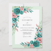 Invitation Teal Blush Romantic Spring Wedding (Devant)