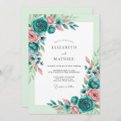Invitation Teal Blush Romantic Spring Wedding (Devant / Derrière)