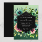Invitation Teal Blush Vibrant Flora Wedding (Devant / Derrière)