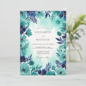 Invitation Teal Bold Coastal Wedding (Debout devant)